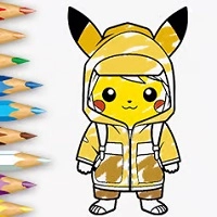 Libër ngjyrash: Pikachu me mantel shiu të bukur