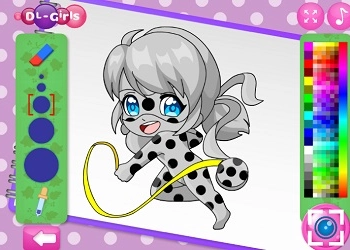 Chibi Dotted Girl Coloring Book game screenshot