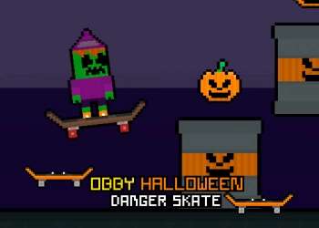 Rreziku I Halloween Obby Skate pamje nga ekrani i lojës