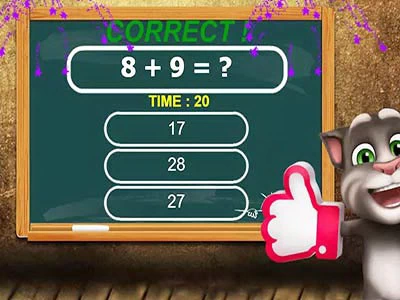 Talking Tom Math Test skærmbillede af spillet